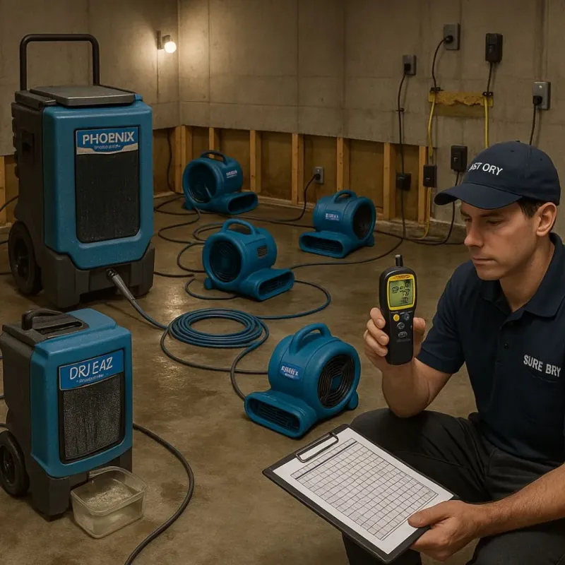Structural Drying and Dehumidification process in Forest Glen, MD